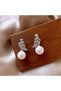 Silver Color Plated Leaf Figured Pearl Detailed Tarnish Resistant Antiallergic Steel Earrings - 3