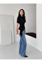 Black Asymmetrical Draped Modern Basic Blouse - 2
