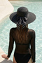 Polka Dot Ribbon Detail Straw Hat 2136 Black - 2