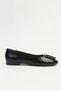 Black Buckle Patent Leather Ballerina Shoes - 3