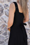 Black Square Neck Tie Back Midi Dress - 5