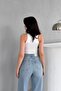 Women's Ecru Transparent Strap Crop Blouse Elt3004 - 5