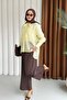 Women's Tie Collar Double Pocket Thin Modal Fabric Shirt 9034 - Yellow - 2