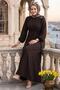 Buckle Detailed Tied Ayrobin Dress Bitter Coffee Hm2907 - 8