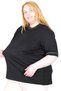 Mode XL Real Big Size Women's T-Shirt Bis Collar Seersucker Pocket U26221 Black - 3