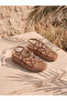 Women's Genuine Leather Sandals Tan Brick Color Comfortable Soft Sole Daily Summer Slippers - 6