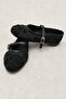 Women's Black Lace Beaded Embroidered Mesh Ballerinas - 6