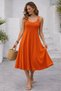 Women's Strappy Round Neck Kiloş Long Viscose Dress - 3