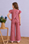 Girls' 100% Cotton Seersucker Fabric Plaid Pattern Short Sleeve Set Relaxed Fit Summer Two-Piece Set - 2