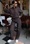 Bitter Brown Transparent Relax Fit Striped Suit Mg2740 - 6
