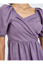 Lilac Fold Pleats Puff Sleeves A-Line Maxi Dress - 4