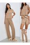 Ribbed Short Sleeve T-Shirt, Shorts and Pants Pyjama Set
