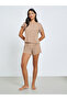 Ribbed Short Sleeve T-Shirt, Shorts and Pants Pyjama Set - 8