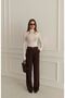 Women's High Waist Gold Button Detailed Palazzo Fabric Trousers - 2