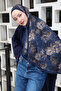 Monaco Kraş Shawl - Navy Blue Beige - 2