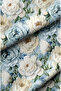 Blue Rose Patterned Cotton Lined Thick Rashel Upholstery Fabric 140cm Width - 3