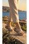 Horizontal Long Gold Buckle Crossed Striped High Heel Comfortable Women's Slippers Sandals - 6