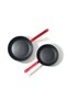 2 Piece Swiss Coating Frying Pan Set, 26 and 30 CM, Non-stick, Oven Safe & Dishwasher Safe, Induction Compatible, PFOA PFOS Free - Black with Red Handles