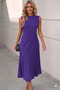 New Season Women's Sleeveless Crew Neck Front Ribbed Long Viscose Holiday Dress - 2