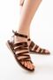 Zri̇n-041 Premium Dark Brown Orthopedic Genuine Leather Women's Sandals - 5