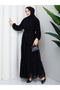 Women's Chiffon Fabric Gathered Layered Hijab Dress - 2