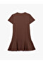 Cotton Slim Fit Crew Neck Short Sleeve Voluminous Mini T-Shirt Dress - 4