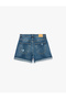 Cotton High Waist Slim Fit Double Leg Mini Denim Shorts - 5
