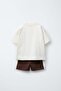 Children's Cotton Ecru Brown Striped T-Shirt Shorts Set - 2