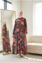 Women's Bohemian Patterned Shirt Collar Buttoned Hijab Shirt Dress - 6