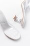S-619 White Patent Leather Transparent Banded Transparent Heeled Round Toe Women's Slippers - 5