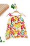 Baby Girl Summer Dress with Straps and Mixed Prints, Festive 3-6-9-12-18-24 Months Dress - 5