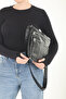 Genuine Leather Women's Black Shoulder Bag Multi-Compartment Zippered Real Leather Messenger Bag - 6