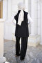 Black Lace Detailed Vest and Trousers Set - 5