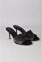 Seç S65 Stone-Embellished Heel Slippers for Women (Heel Height: 9cm) Black - 6