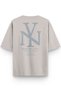 Women's / Men's Semi Oversize T-Shirt New York Back Printed Stone Color T-Shirt 1384