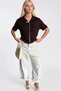 Women's Polo Collar Lace Detailed Buttoned Short Sleeve Knitwear Blouse - 3