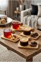 2-Pack of 4-Piece Bamboo Plate Mushroom Glass Borsilicate Cup with Handle 120 ml Glass Tea and Coffee Cup - 2