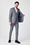 Serardo Men's Navy-Grey Polyviscon Fabric Slim Fit Jacket Pants Vest Suit - 5