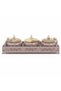 Mauve Taupe Metal & Wooden Serving Tray with 3 Candy Bowls –36 × 12 cm
