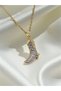 Women's Gold Color Steel Chain Cowboy Boot Necklace with Zircon Stone, Stylish Minimal Gift - 3