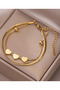 Gold Color Sik Arpa and Heart Model 2-Piece Steel Bracelet - 2