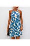 Women's Off-The-Shoulder Halter Neck Cut-Out Short Patterned Single Jersey Dress - 3