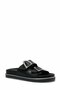 Women's Black Genuine Leather Look Double Buckle Comfortable Daily Slippers - 3
