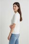 White Polo Collar Short Sleeve Buttoned Knitted Patterned Women's Summer Knitwear Sweater - 3