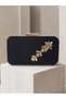 Black Z.A.R.A. Satin Gold Detail Crystal Stone Embroidered Chain Women's Evening Dress Bag Wedding Engagement Graduation - 4
