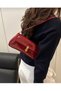 Women's Single Shoulder Strap Bag with Special Lock System, Women's Baguette Hand Shoulder Bag, Burgundy - 2