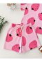 Girl's Cotton Pink Strawberry Patterned T-Shirt and Shorts Set - 5