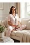 New Season Soft Textured Front Buttoned Maternity Pajama Set with Dressing Gown - 4