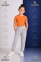 Girls' Plain Trousers with Elastic Waist, Lycra, Folded Cuffs Style 8.Mdl