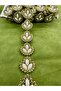 White Stone Crystal Strip (Plastic) 2 cm – Decorative Textile Accessory with Gold Detail (1 Meter)